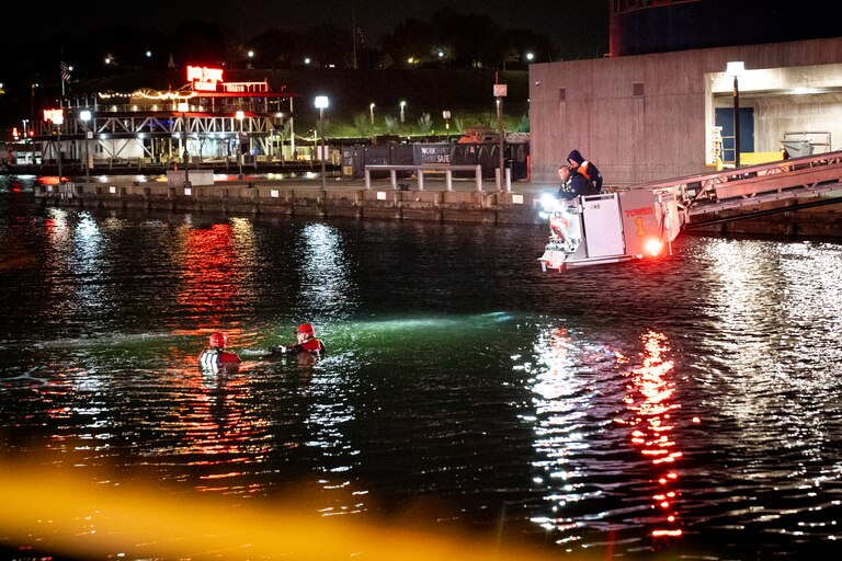 Emergency crews rushed to Baltimore’s Inner Harbor on Tuesday evening after a car plunged off a pier and sank, leaving one person in critical condition, officials said, near Pier 5 Pavilion on Tuesday, Nov. 18, 2025.