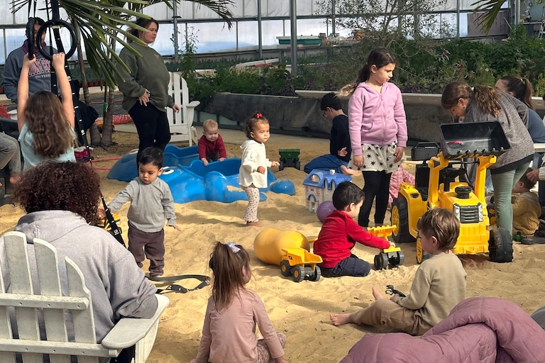 Howard County littles can spend their Thursday morning romping around in Mary’s Land Farm’s large indoor sandpit after a read-aloud story time.
