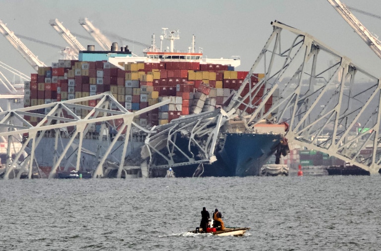 A portion of Baltimore's Francis Scott Key Bridge collapsed after it was struck by a large container ship early Tuesday morning, March 26, 2024, sending several vehicles and people into the frigid water below.