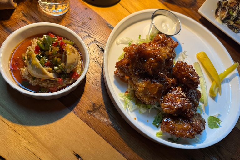 Motte Restaurant and Bar appetizers like the honey garlic wings, Brussel sprouts and Mayak eggs make up a filling meal.