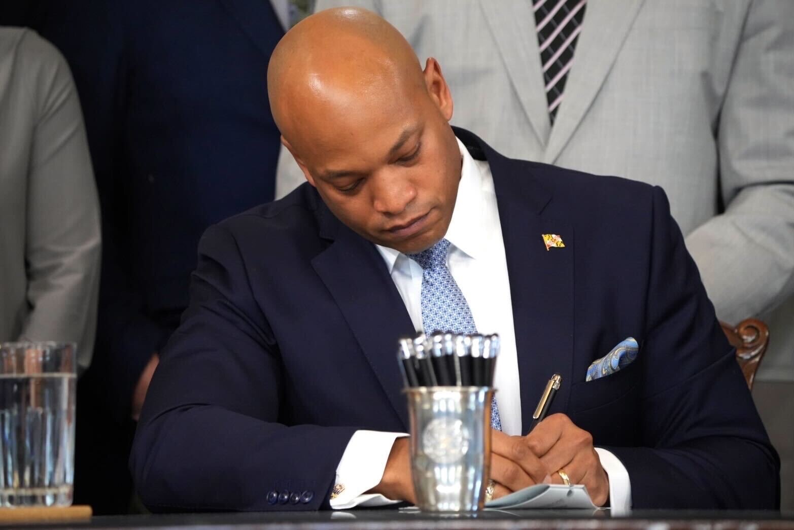 Governor Wes Moore signs the Child Victims Act into law on April 11, 2023.