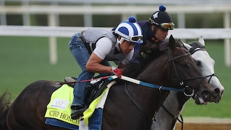 Chip Honcho trains on the track during morning workouts ahead of the running of the 152nd Kentucky Derby.