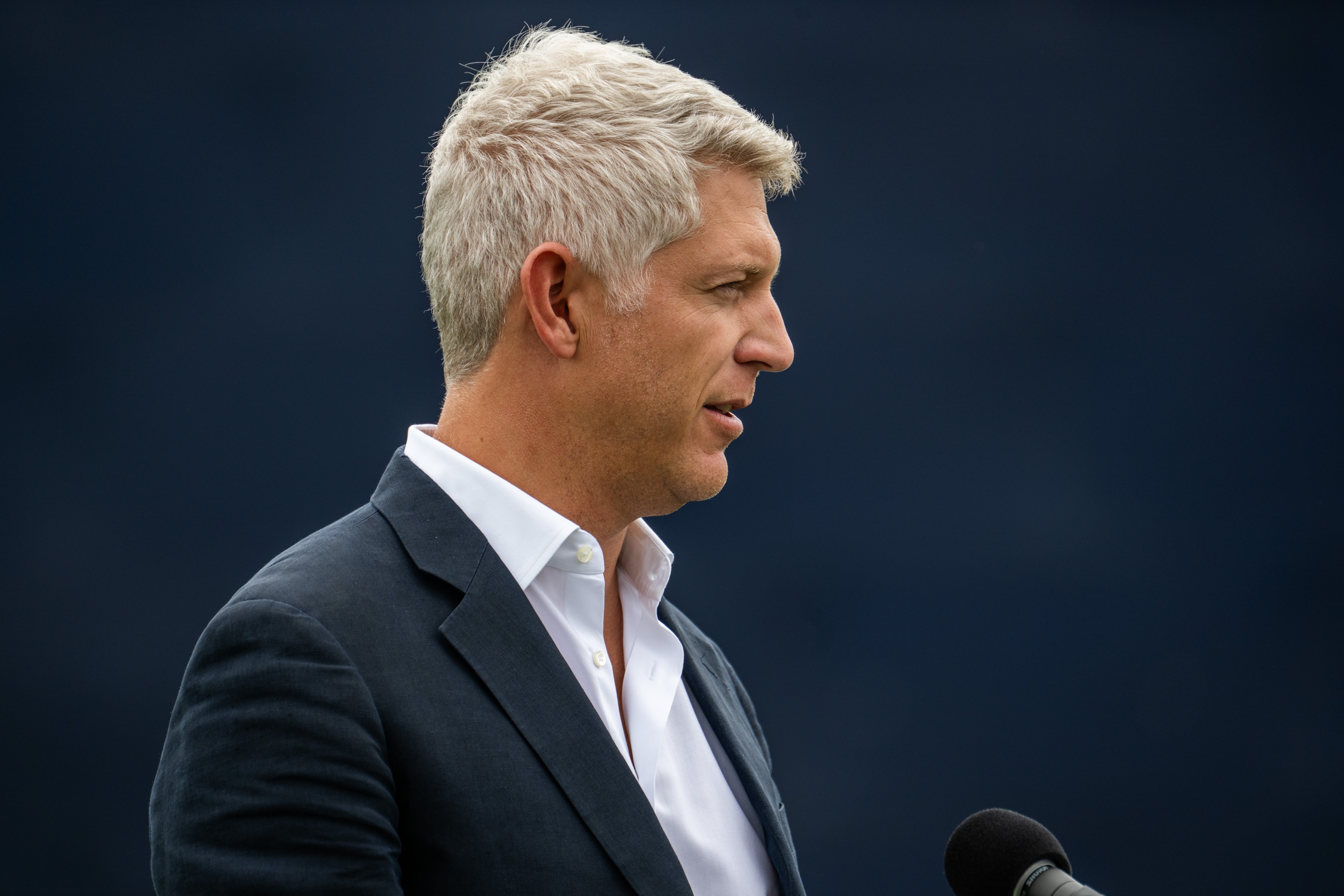 Orioles general manager Mike Elias speaks during the announcement that the Orioles' High-A affiliate will relocate to Frederick.