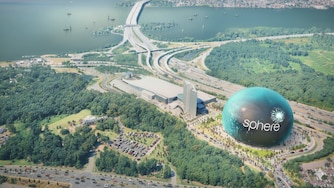 A rendering shows plans for a Sphere at the National Harbor.