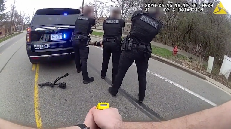 Video from body camera worn by East Lansing Police Department officer on April 15, 2026. After the family and their attorney requested raw, unedited footage of the officer-involved shooting that left Isaiah Kirby, 21, of Owings Mills dead, police in Michigan released the video on Friday.