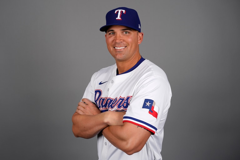 2025 photo of offensive coordinator Donnie Ecker of the Texas Rangers baseball team. This image reflects the Texas Rangers' active roster as of Wednesday, Feb. 19, 2025, when this image was taken in Surprise, Ariz.