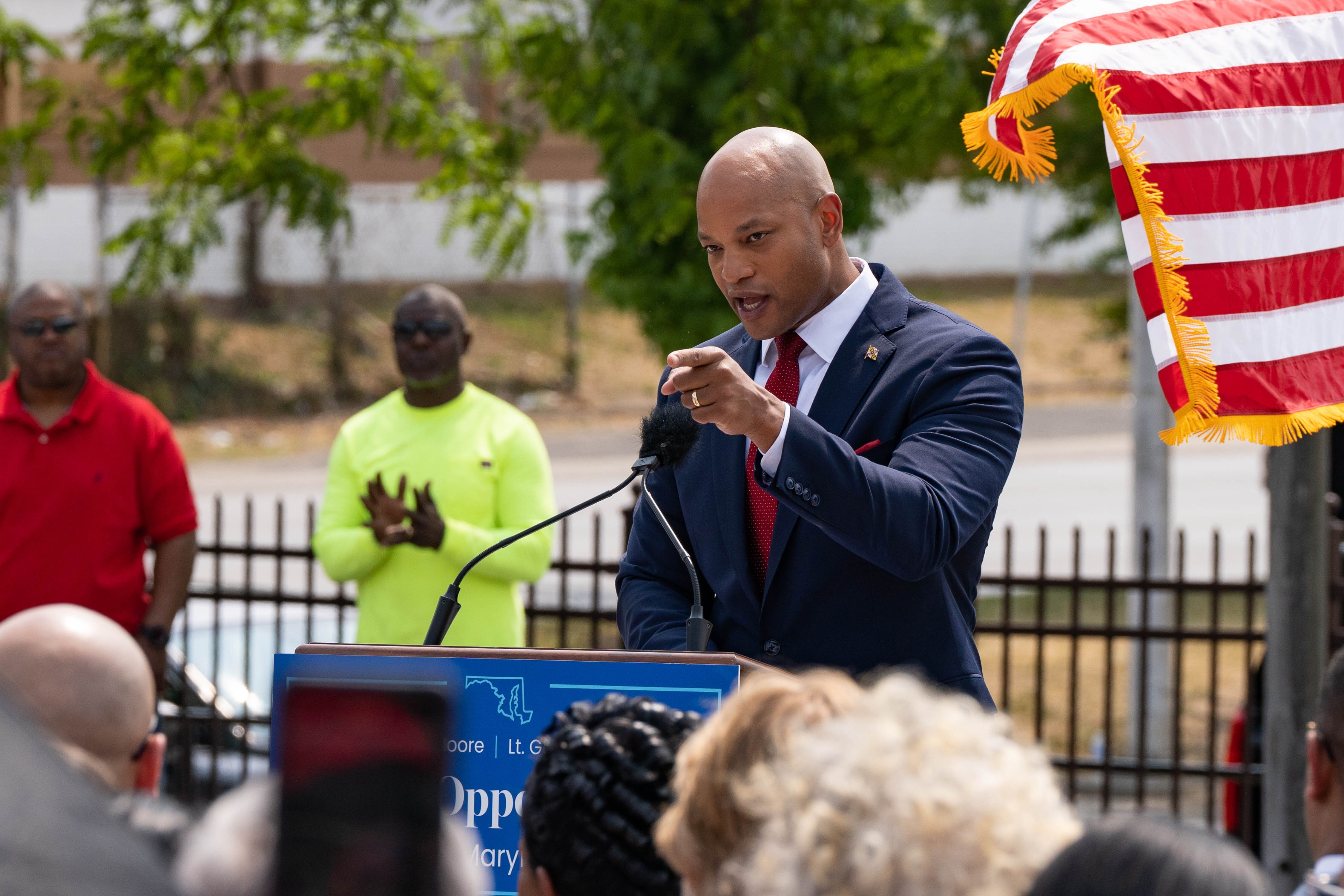 Governor Wes Moore speaks at a press conference to announce the continuation of the Red Line proposal on Thursday, June 15, 2023.