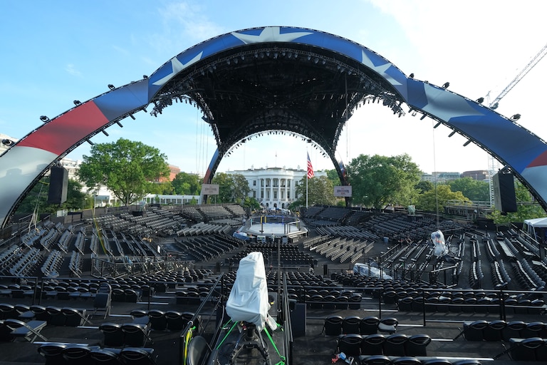 The arena for the UFC Freedom 250 fights on the South Lawn of the White House is photographed Thursday, June 11, 2026, in Washington.