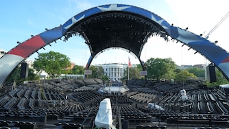The arena for the UFC Freedom 250 fights on the South Lawn of the White House is photographed Thursday, June 11, 2026, in Washington.