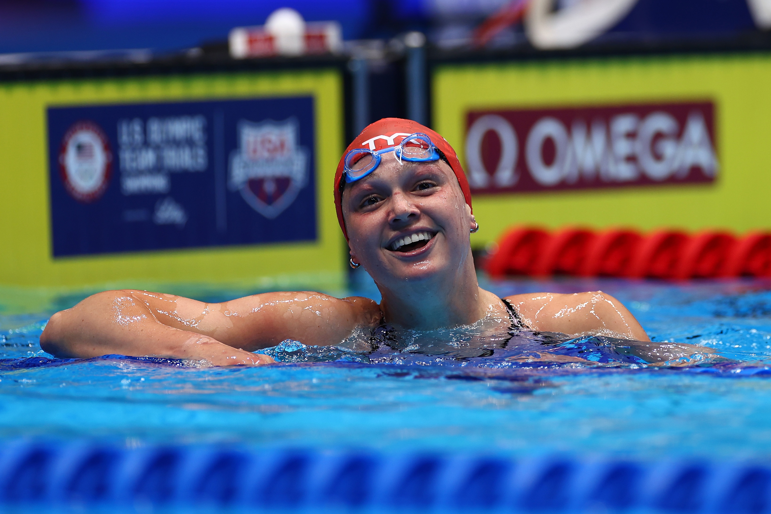Phoebe Bacon, pictured in the pool in Indianapolis during Thursday's semifinals, qualified for her second Olympics by finishing second in the 200 backstroke Friday.