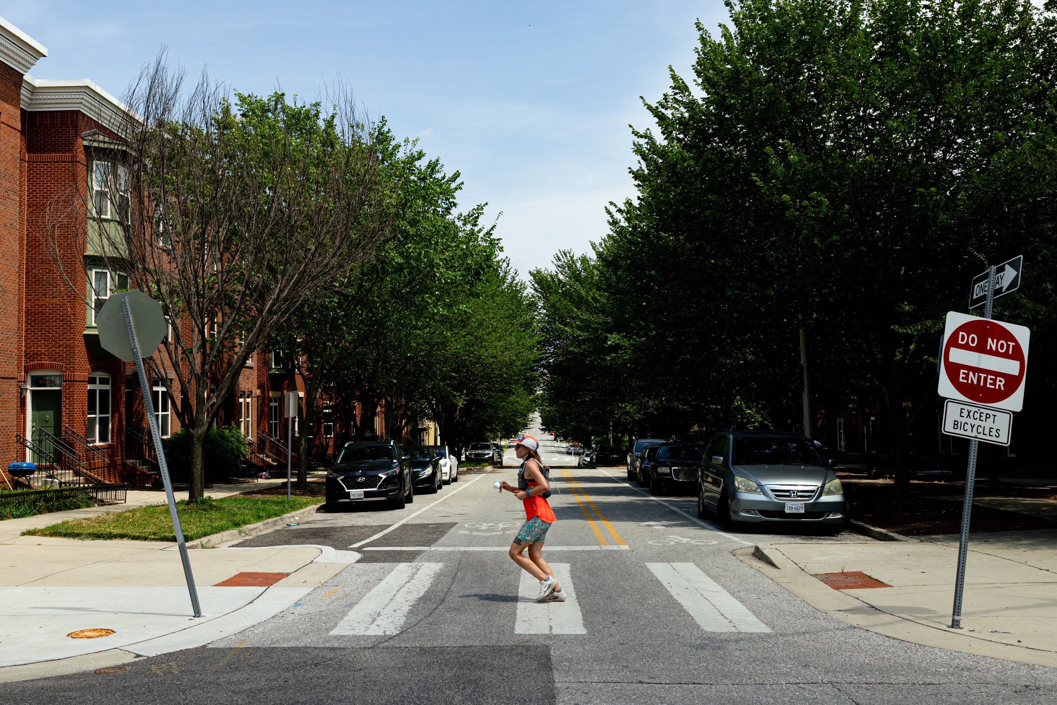 Nora Frankel runs north on Barclay St. during the inaugural Baltimore Barclay Marathons, in Baltimore, MD on Saturday, July 26, 2025.
