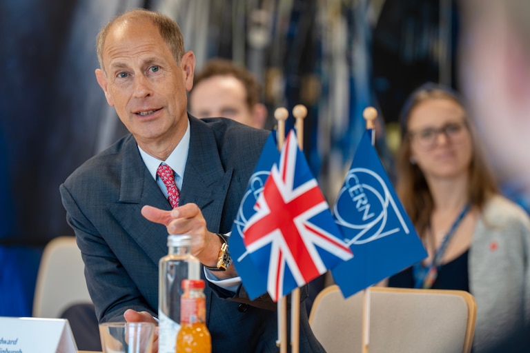 Britain's Prince Edward is seen during his visit to the European Organization for Nuclear Research (CERN), in Meyrin near Geneva, Switzerland, Tuesday, Sept 8, 2026. (AP Photo/Baz Ratner)