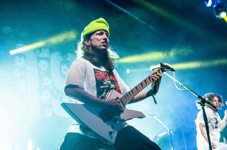 Brady Ebert of Turnstile performs at the Coachella Music & Arts Festival at the Empire Polo Club on Friday, April 19, 2019, in Indio, Calif. (Photo by Amy Harris/Invision/AP)