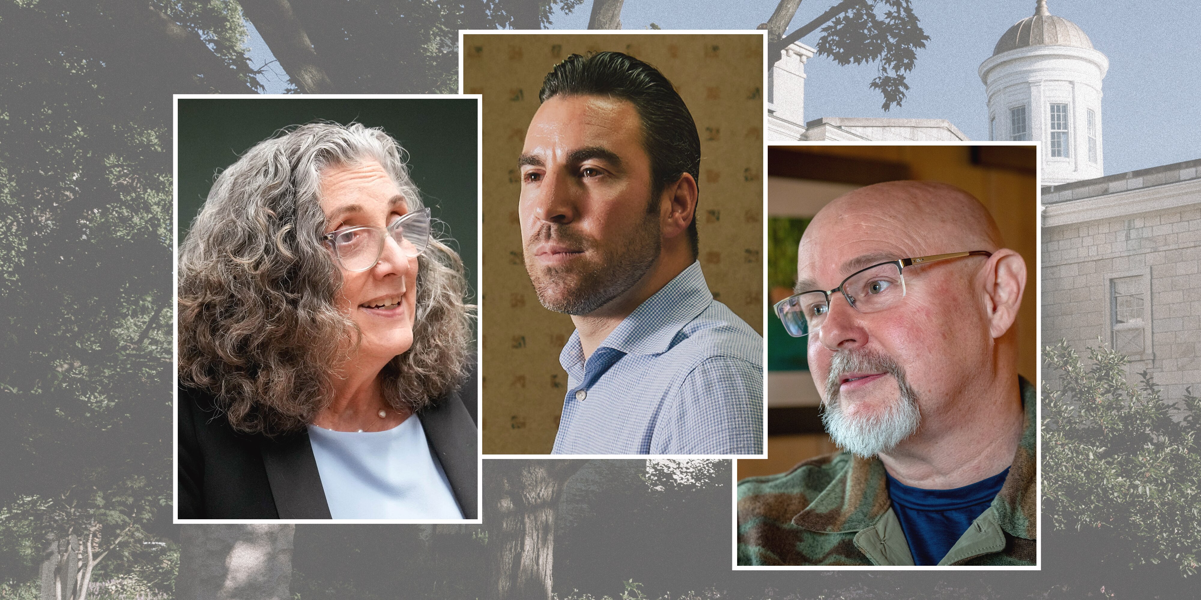 From left, Democrat Shawn McIntosh, and Republicans Nino Mangione and Theaux Le Gardeur.