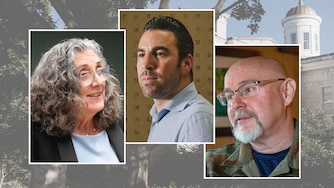 From left, Democrat Shawn McIntosh, and Republicans Nino Mangione and Theaux Le Gardeur.