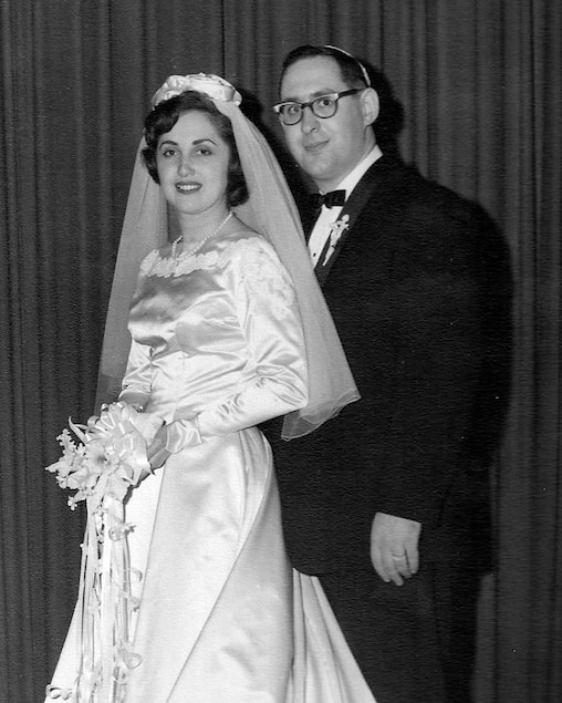Gus Buchdahl and his wife Sheila on their wedding day in 1961.