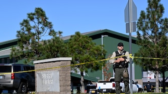 Police tape is placed outside Silver Rail Elementary school, where a shooting took place, on Thursday, Oct. 15, 2026 in Bend, Oregon.