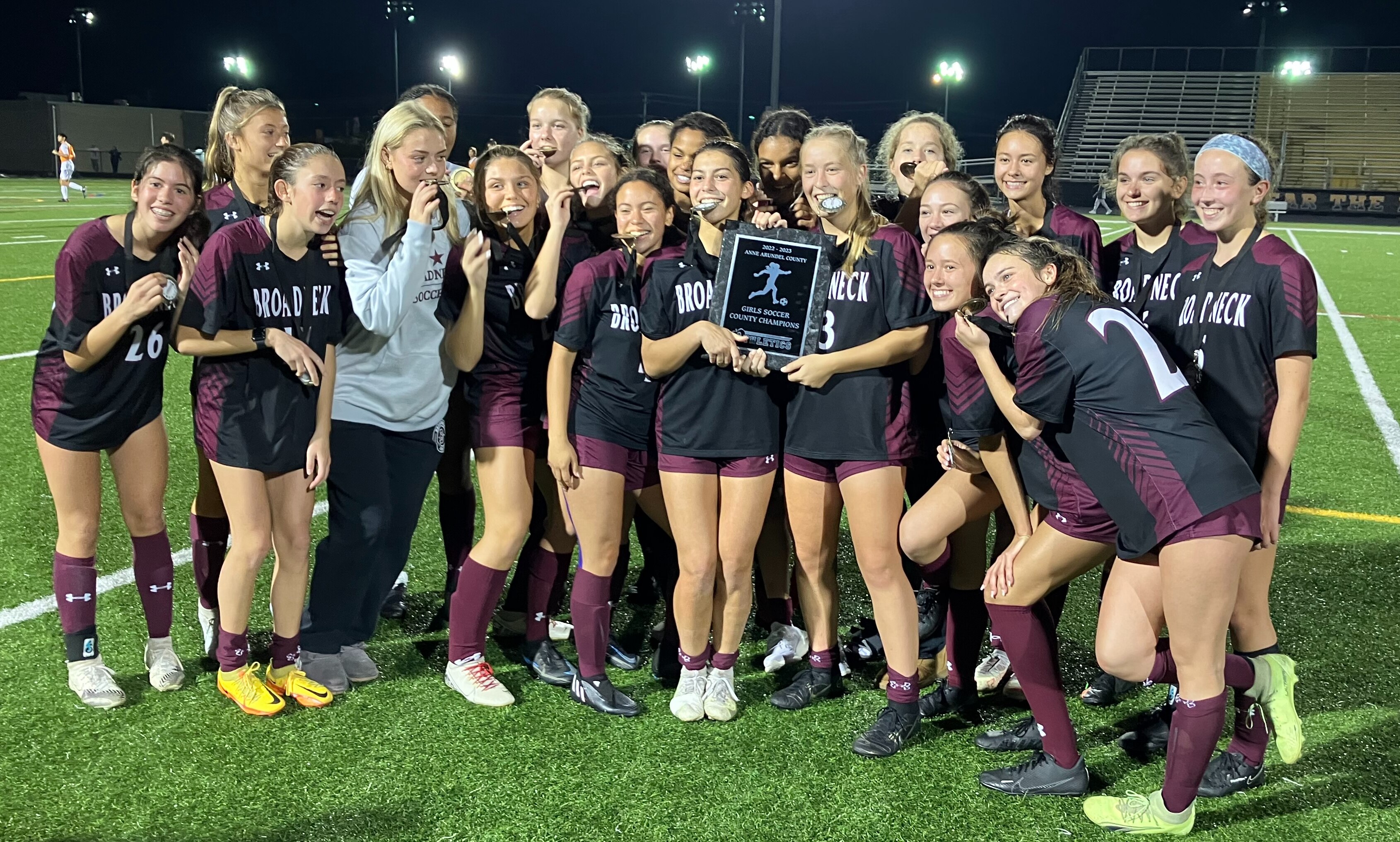 No. 1 Broadneck girls soccer team completed an unbeaten regular season Monday with a 3-1 victory over Chesapeake-Anne Arundel in the Anne Arundel County championship game at Northeast.