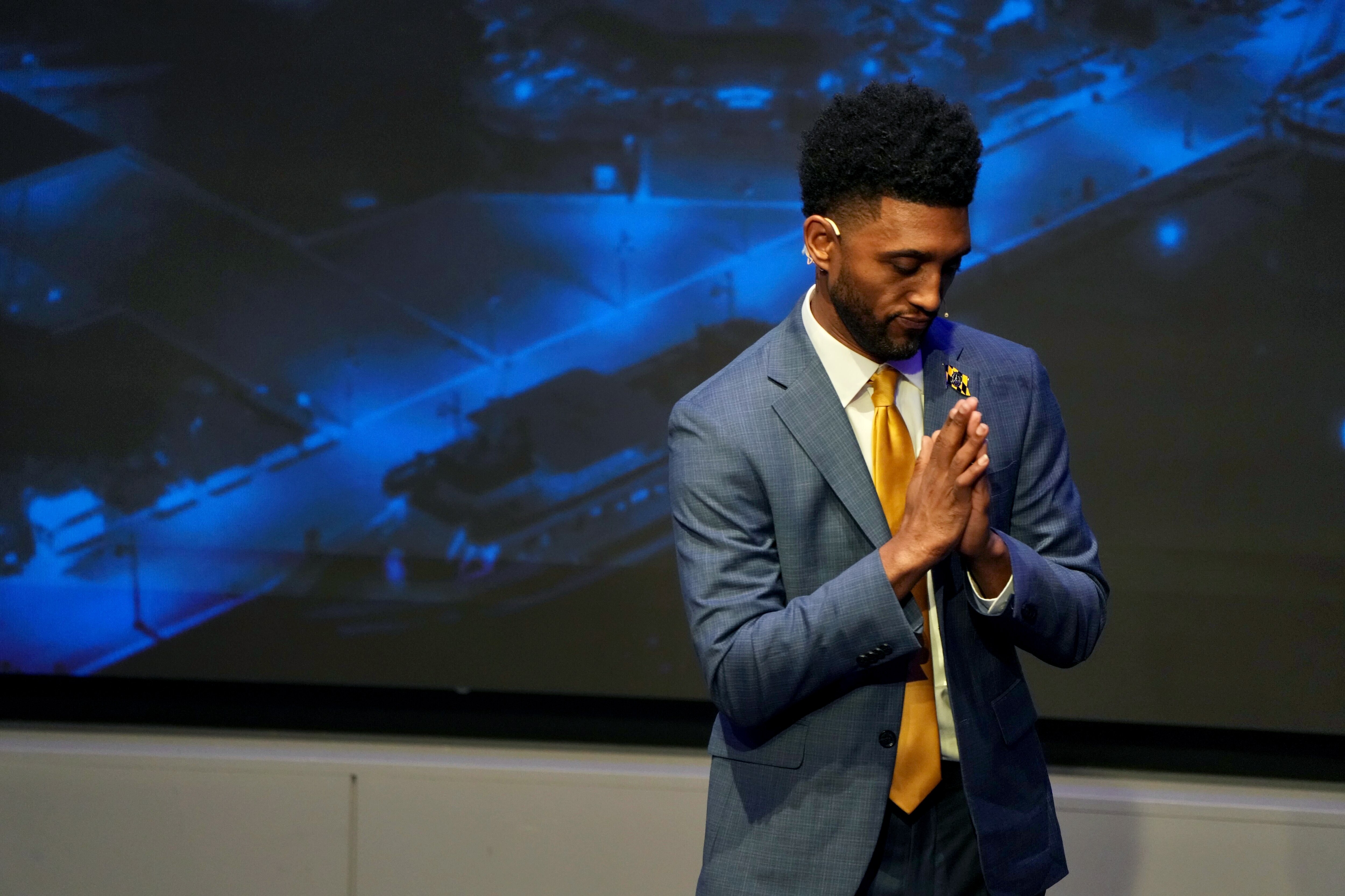 Baltimore City Mayor Brandon Scott delivers his State of the City address on Monday.
