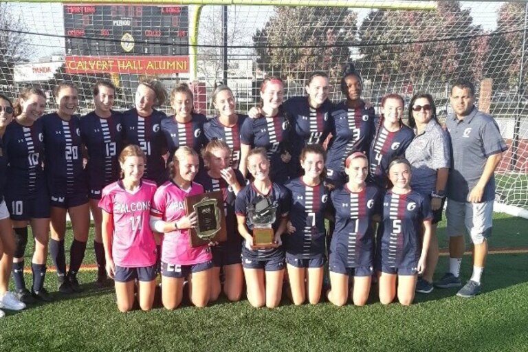 Gerstell Academy completed a perfect girls soccer season in the IAAM C Conference Saturday afternoon. The Falcons defeated Catholic at Calvert Hall for their first league championship.