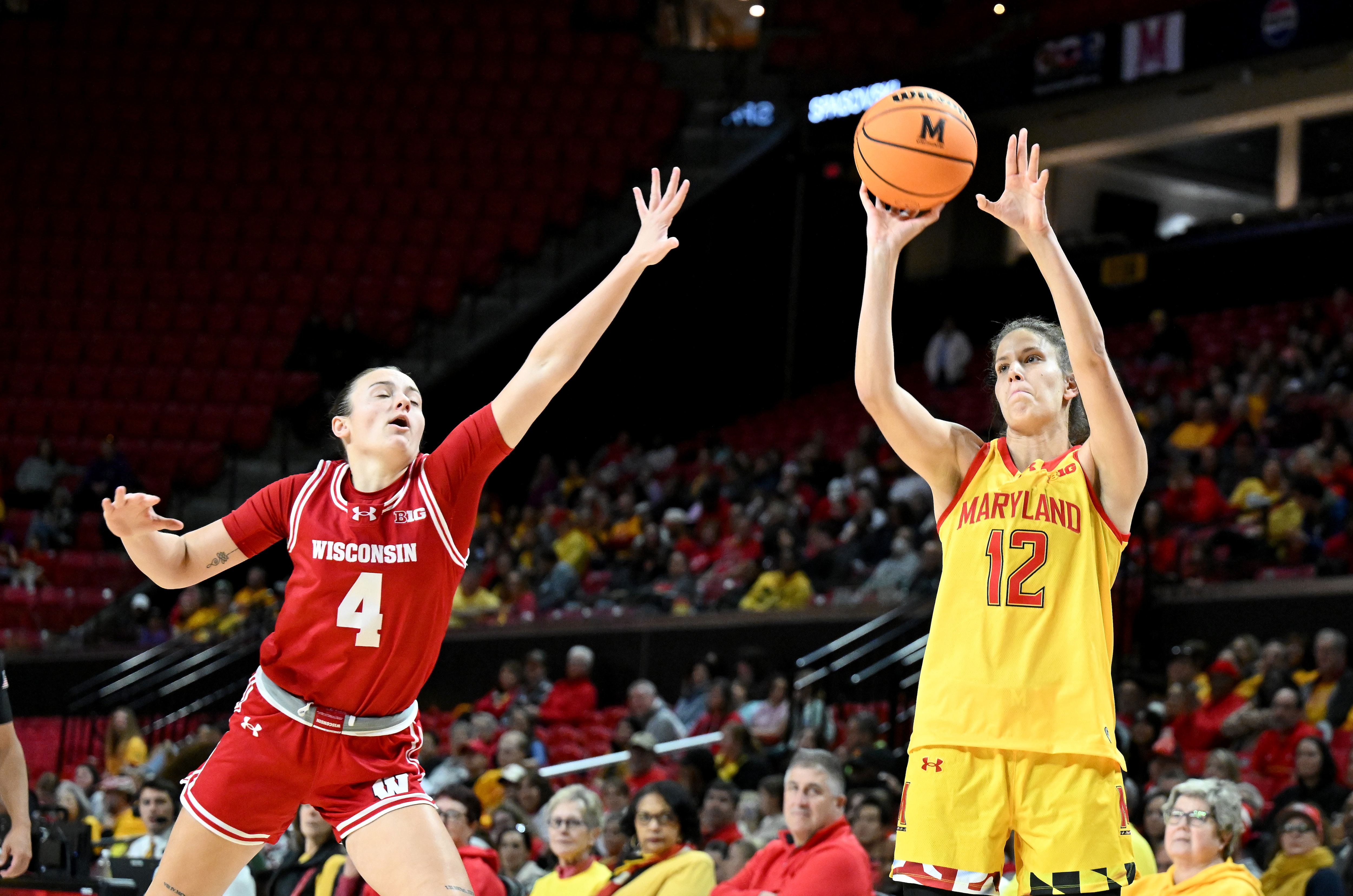 Maryland’s Yarden Garzon, pictured against Wisconsin, scored 14 points against Michigan in the Terps’ last game of the regular season.