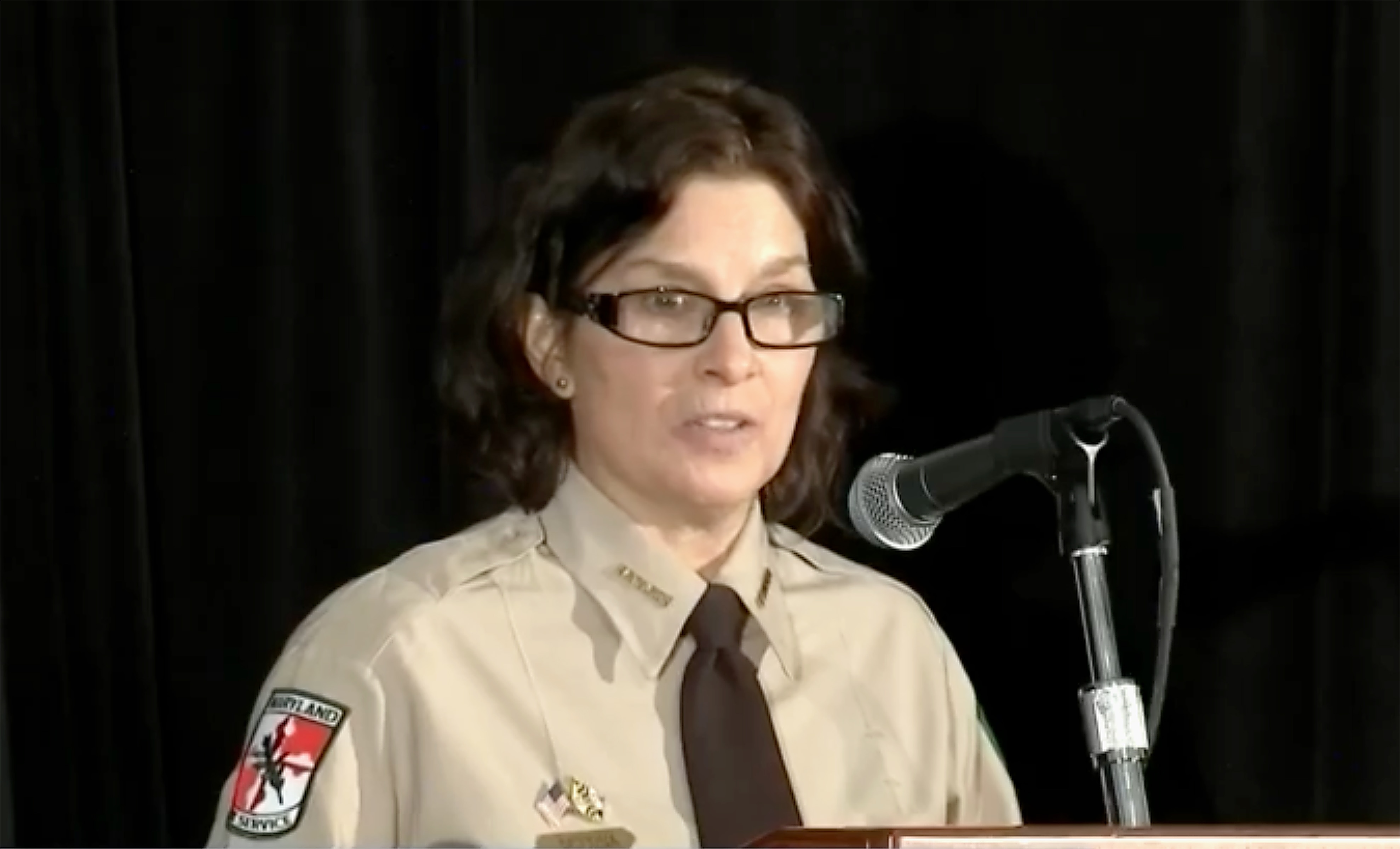 Nita Settina, Maryland Park Service Superintendent, speaks at an 2017 event in Dorchester County.