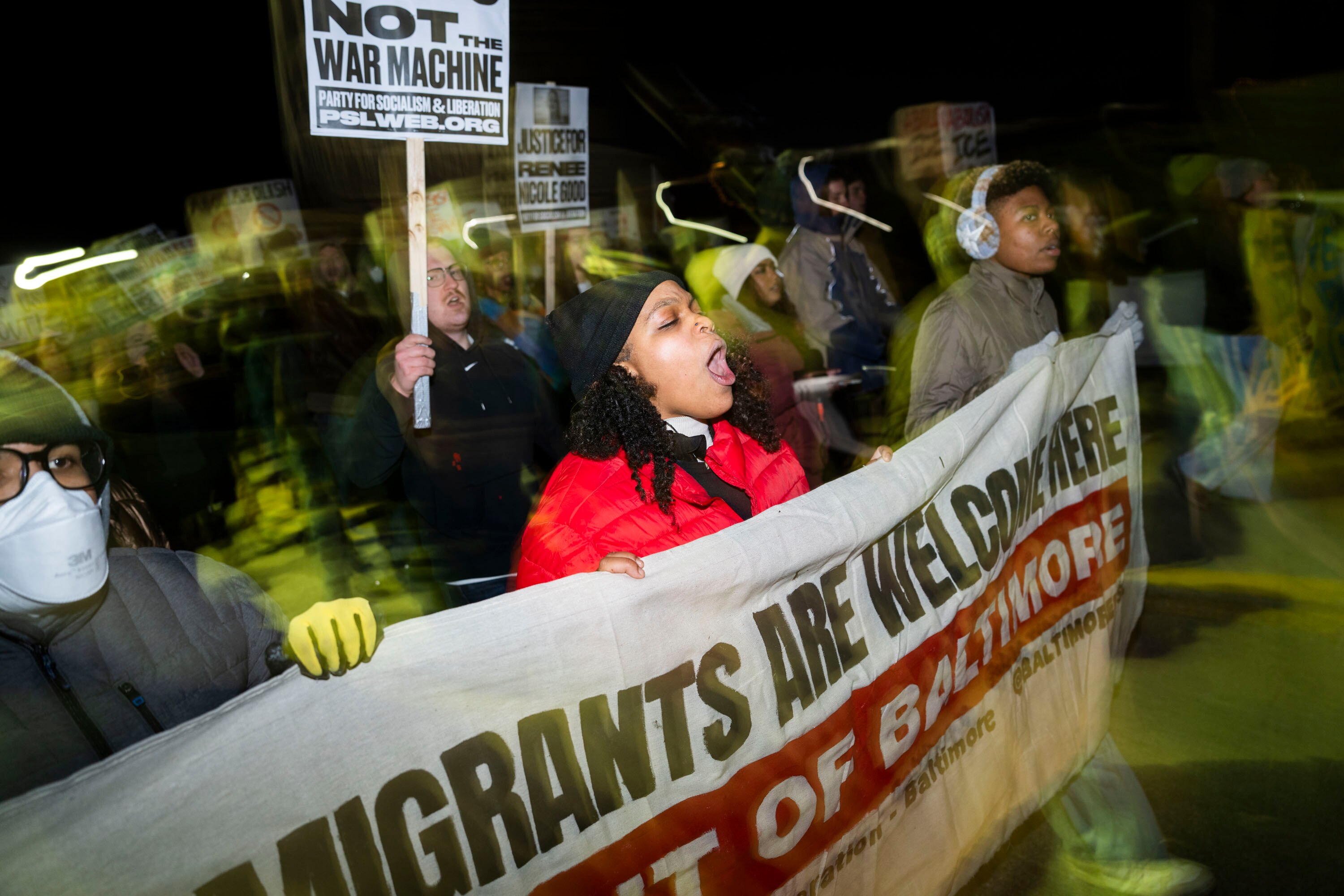 Baltimoreans joined nationwide protests and walkouts against the Trump administration and immigration enforcement Tuesday, one year into the president’s second term.