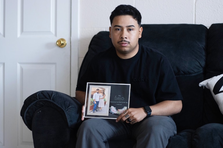 Army Sgt. Hedar Leonel Turcios Juarez, whose wife Cristy has been detained by immigration authorities, at home in El Paso, Texas, July 21, 2026.