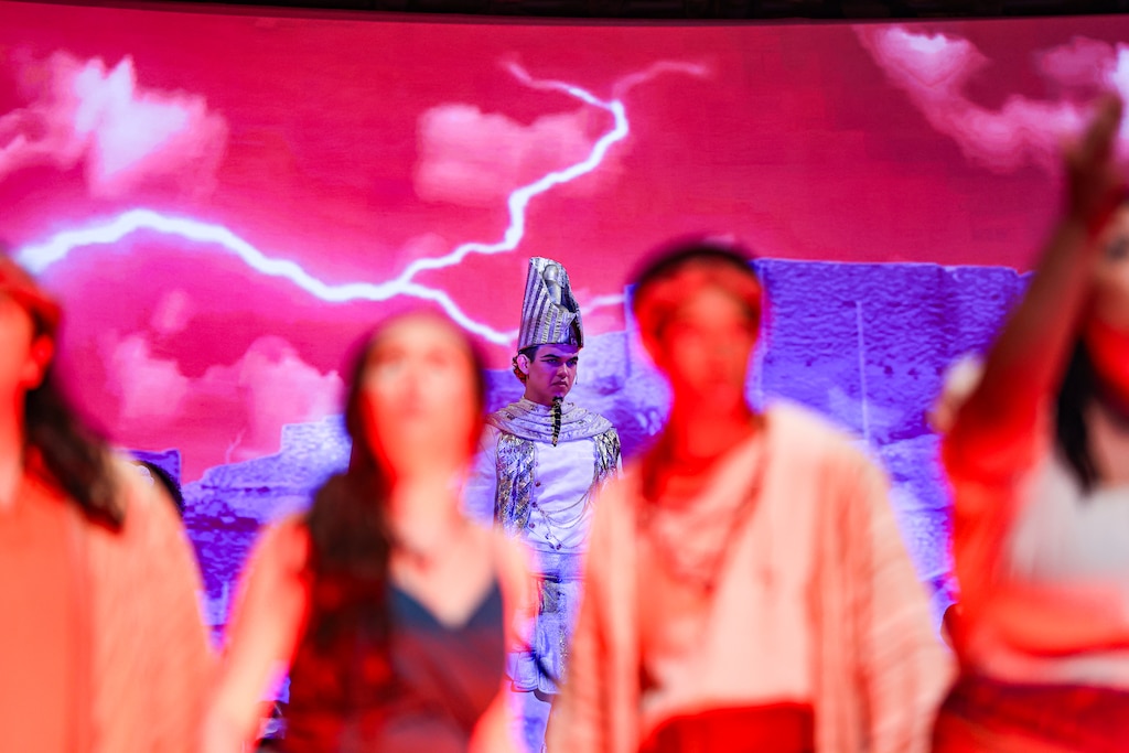 Students from Young Artists of America perform during a dress rehearsal of The Prince of Egypt at Strathmore Music Center in Silver Spring, Md. Stephen Schwartz, the acclaimed Broadway composer behind the musical, worked with the students.
