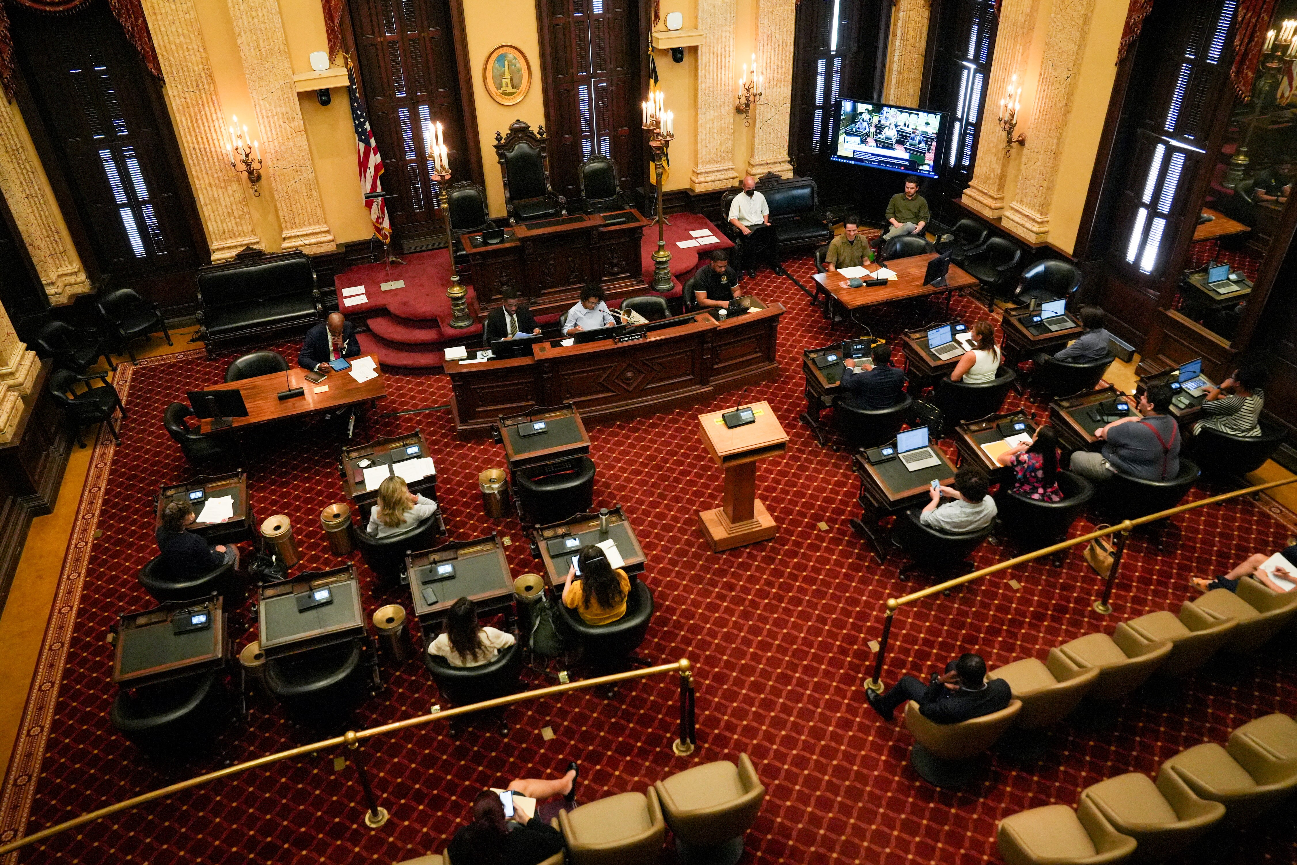 Baltimore City Council, shown here last year, held their first day of hearings Wednesday questioning Mayor Brandon Scott's administration about its budget.
