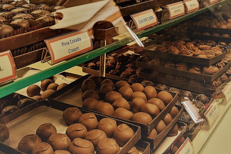 The candy counter at Rheb's. You'll take a number, deli-style. And you'll wait. But it will be worth it.