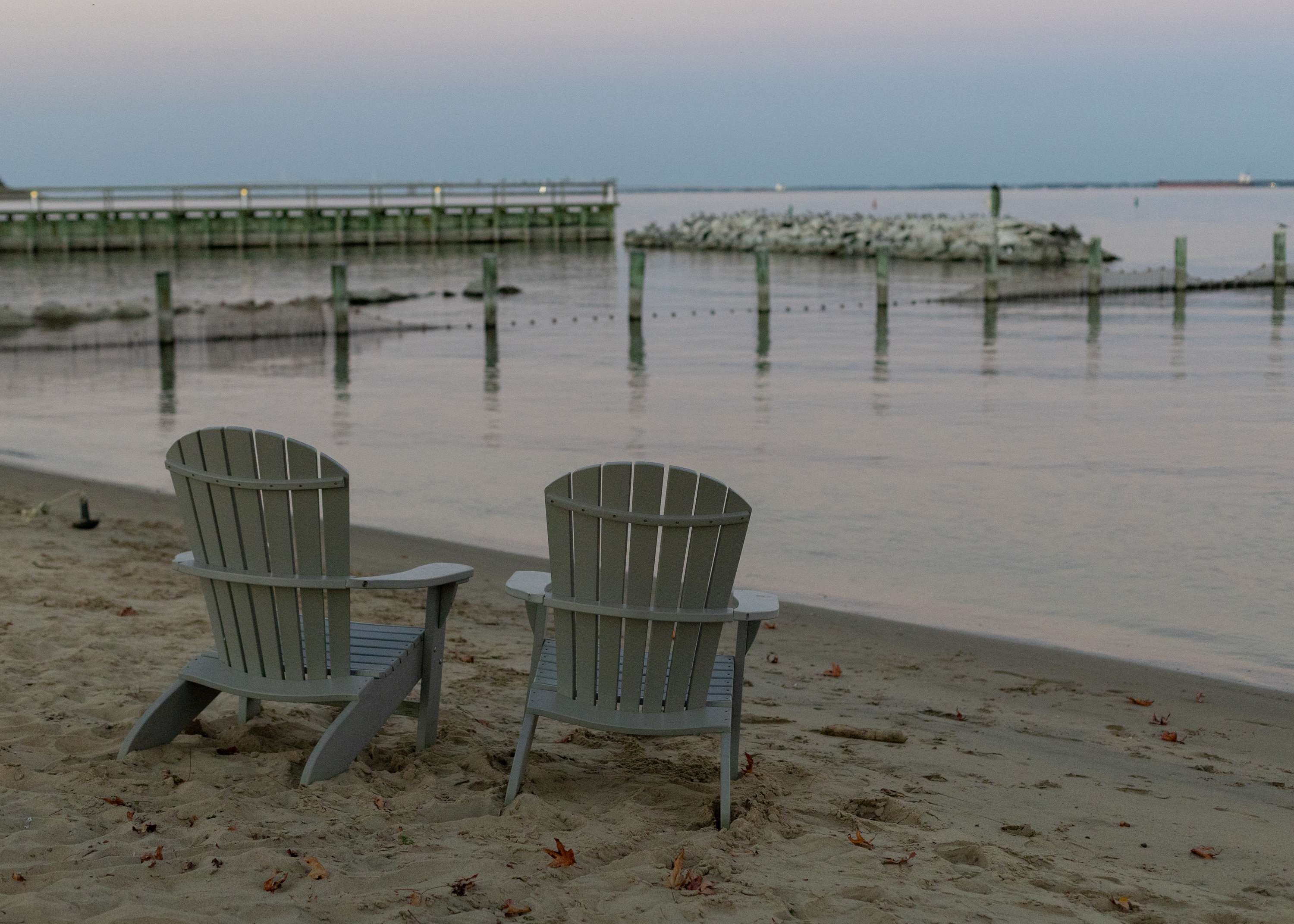 The Oyster Habor Private Beach looks out on the Chesapeake Bay on Oct. 11, 2024. Oyster Harbor is a private community in Annapolis, Md.