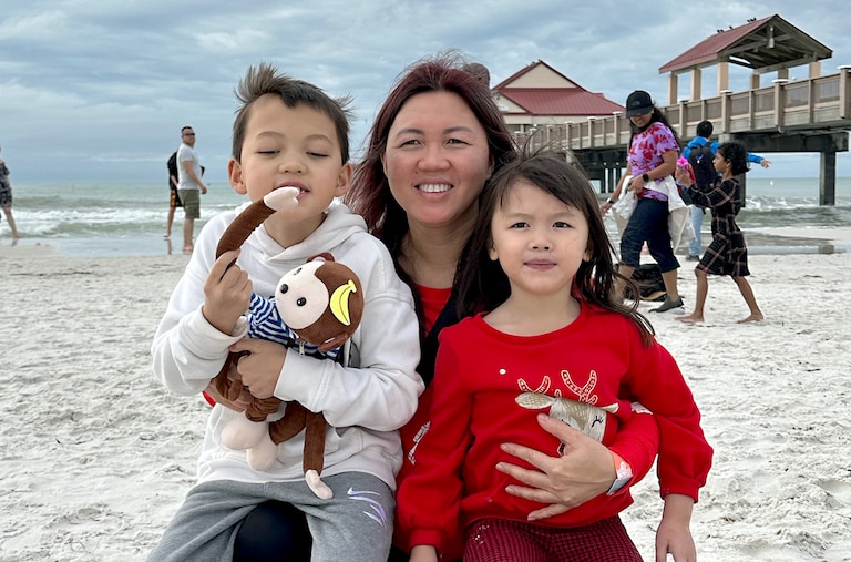 Mong “Melissa” Tuyen Thi Tran with her two youngest children, Jacob and Riley Hoang.