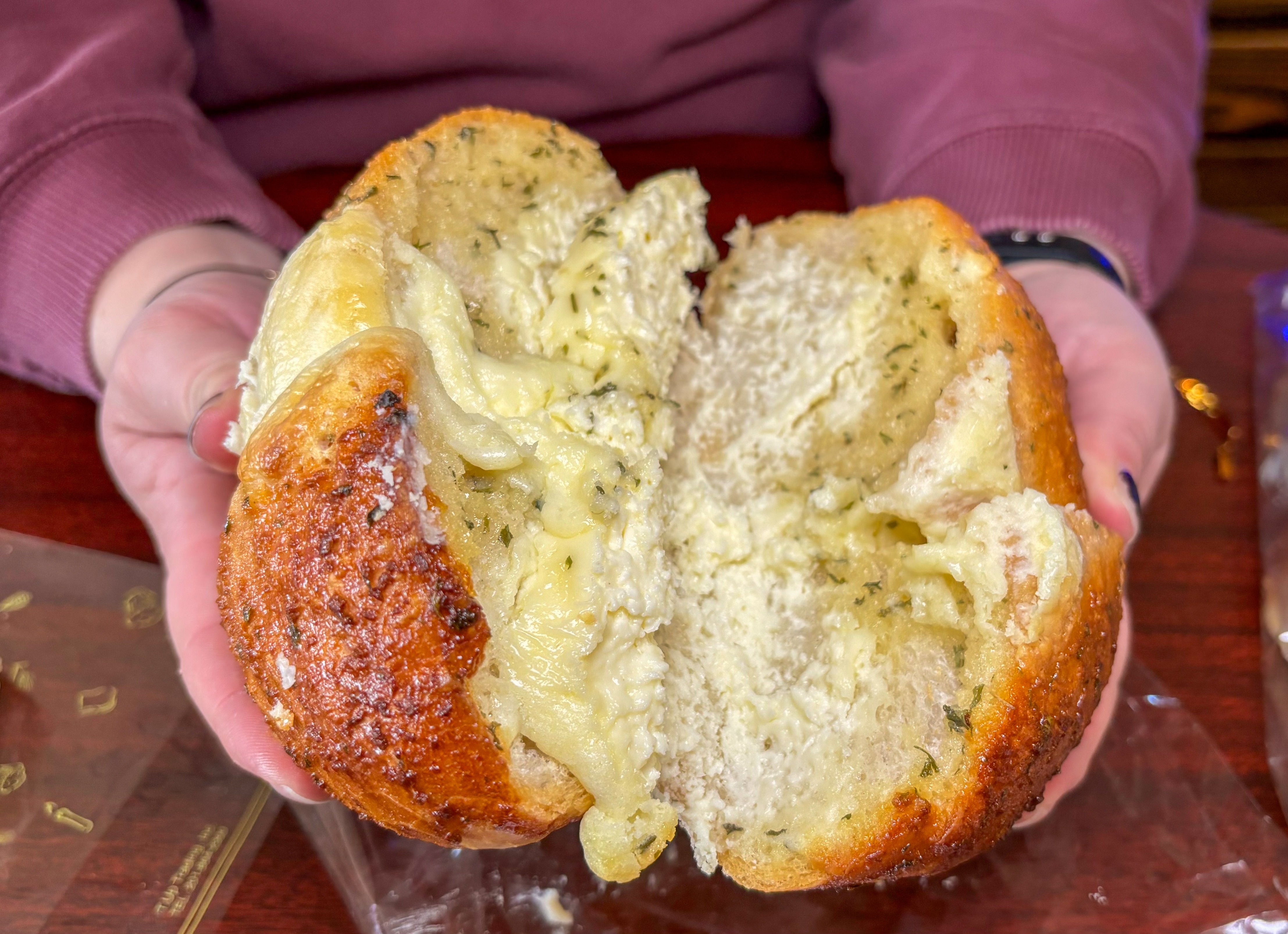 A garlic cream cheese bun from Bon Appetit Bakery & Cafe in Ellicott City.