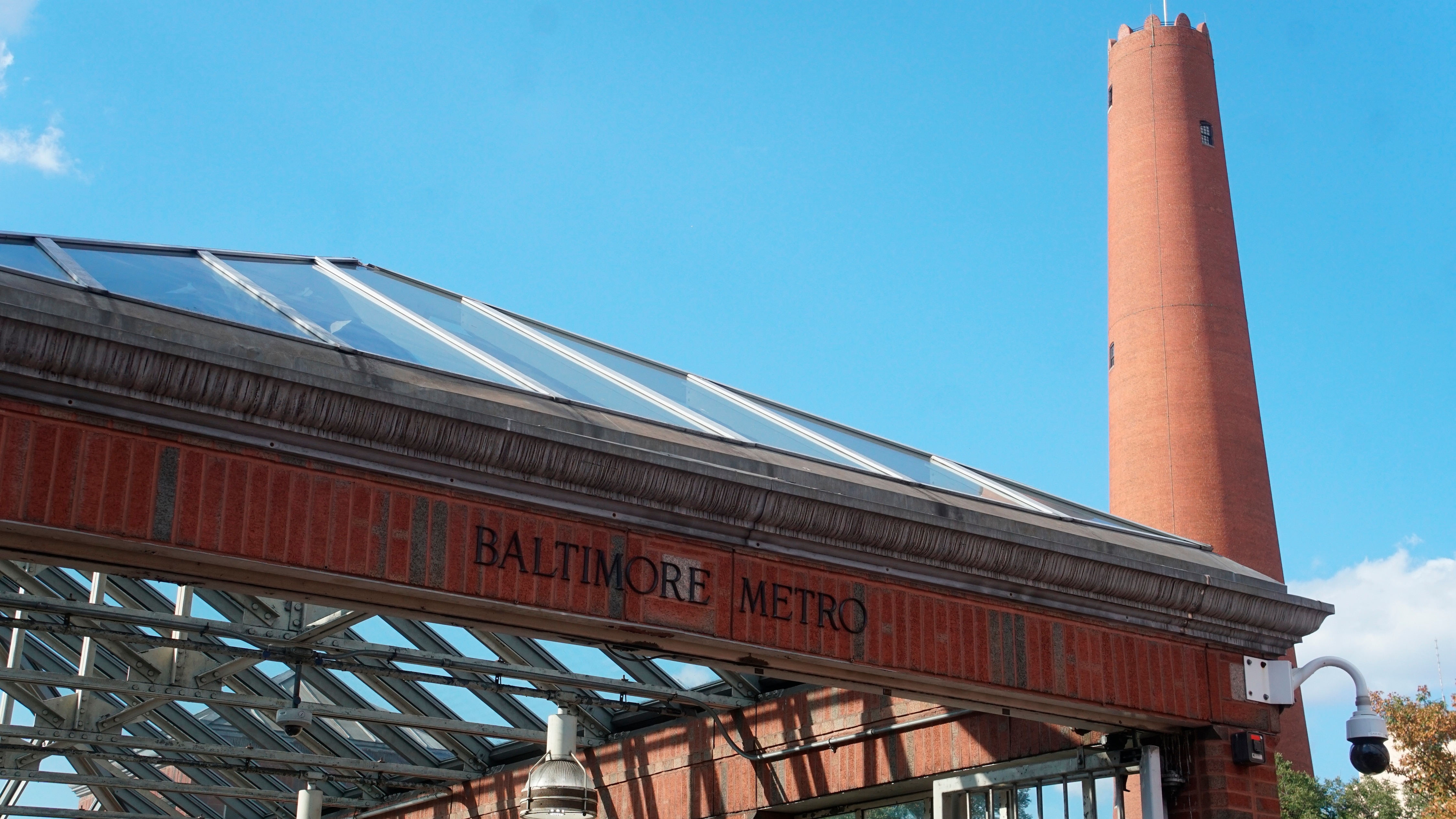 The entrance to Baltimore's Metro SubwayLink Shot Tower stop on Sept. 20, 2023.