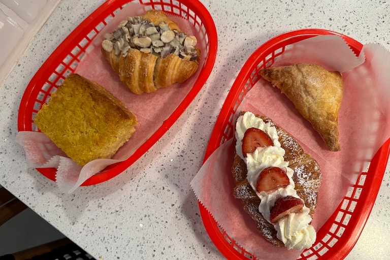 The pastries on display at La Baguette Antojitos are just the beginning of its menu.