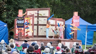 The annual Shakespeare in the Parks summer series will take over parks across Montgomery and Prince George's counties with "As You Like It," starting June 14 through July 5. Last year brought a production of "The Comedy of Errors," pictured here in Rockville's Meadowside Nature Center on July 3, 2025.