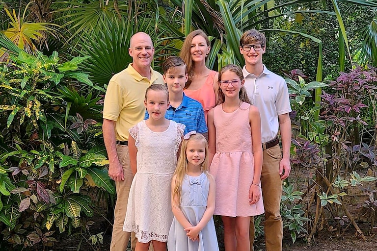 Phillip Groh with his parents, John and Natalia, and his four younger siblings Adam, Sophia, Karolena, and Nastasia.