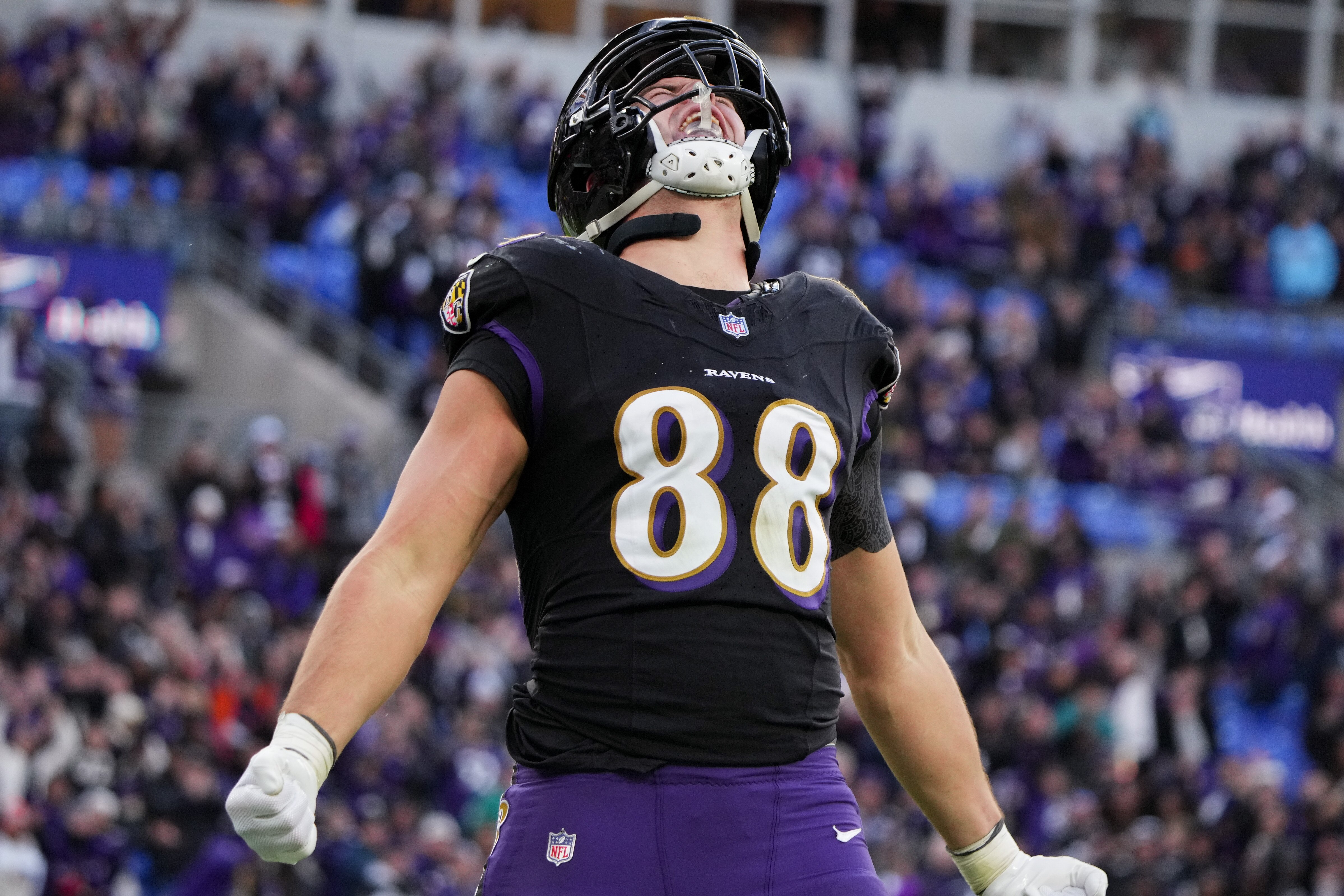 Ravens tight end Charlie Kolar scored his first career touchdown against the Miami Dolphins on New Year’s Eve.