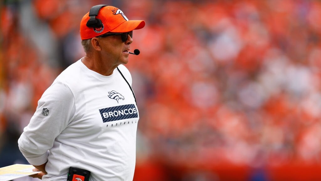 DENVER, COLORADO - OCTOBER 27: Head coach Sean Payton of the Denver Broncos looks on during the second quarter against the Carolina Panthers at Empower Field At Mile High on October 27, 2024 in Denver, Colorado. (Photo by Justin Edmonds/Getty Images)