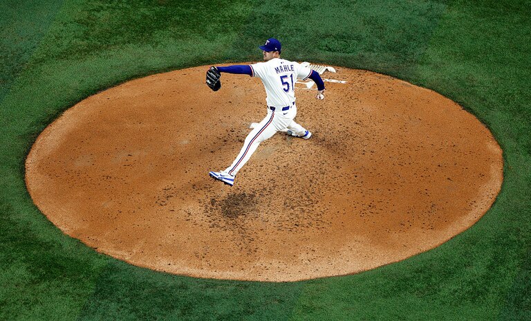 Tyler Mahle pitches against the Colorado Rockies during the fifth inning at Globe Life Field on May 12.