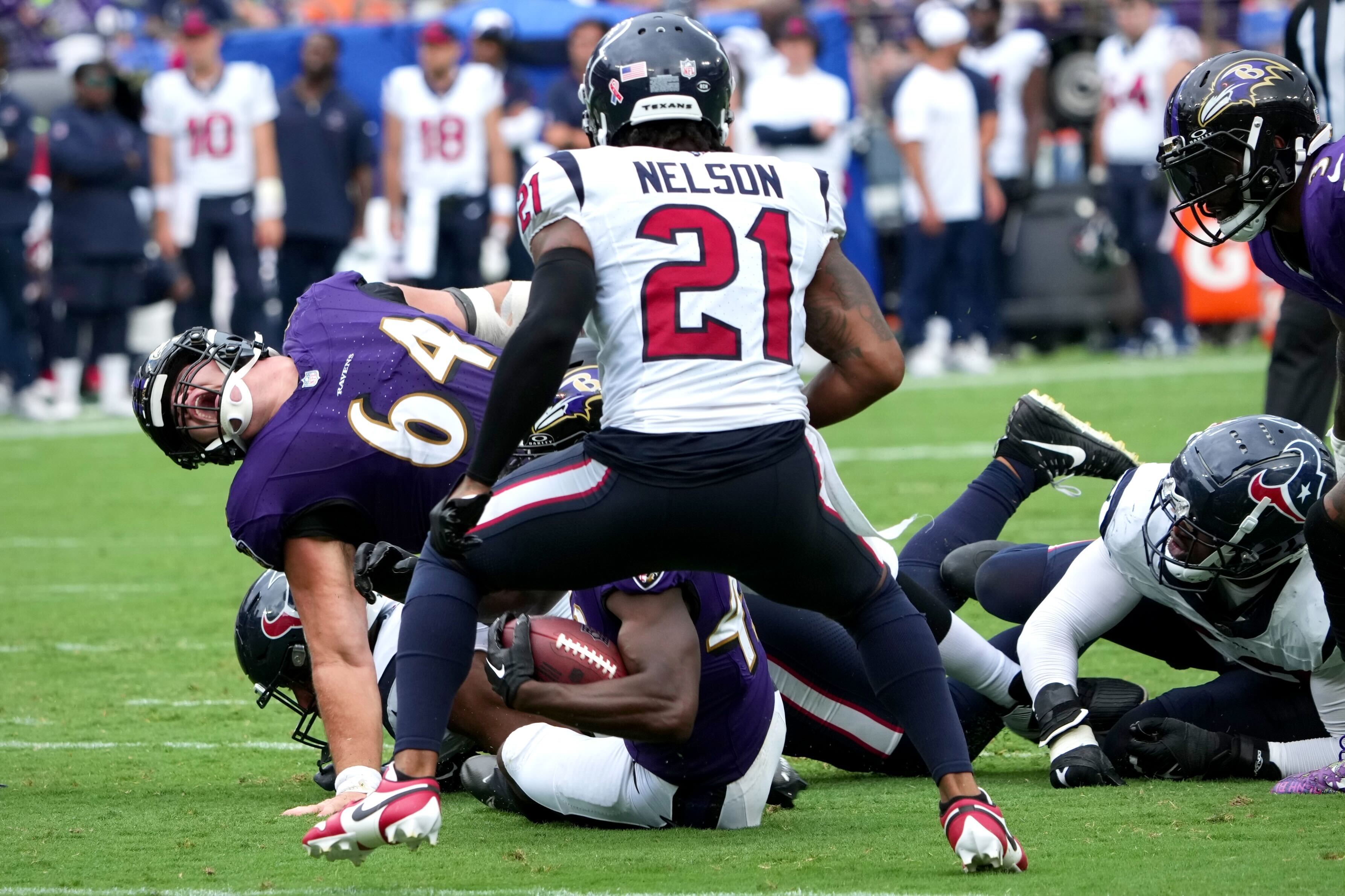Ravens center Tyler Linderbaum was injured during the fourth quarter of the season-opening game against the Texans.