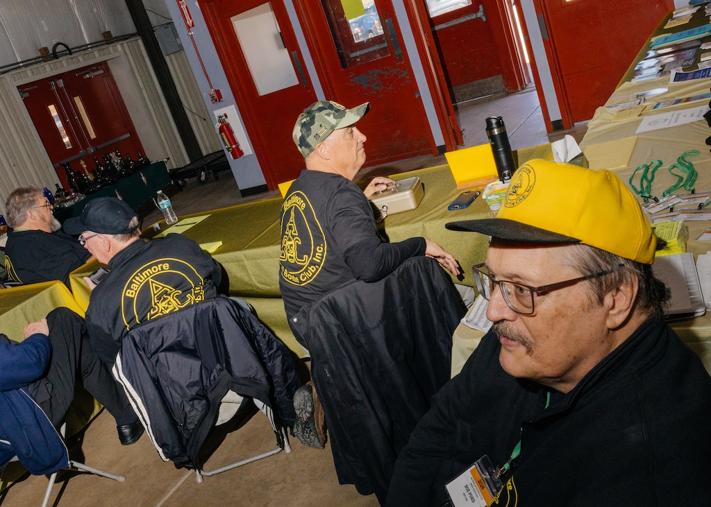 Bob Ford, who serves on the board of directors with the Baltimore Antique Bottle Club, runs the door at the The Baltimore Antique Bottle Club 45th Annual Show & Sale at the Howard County Fair Grounds.