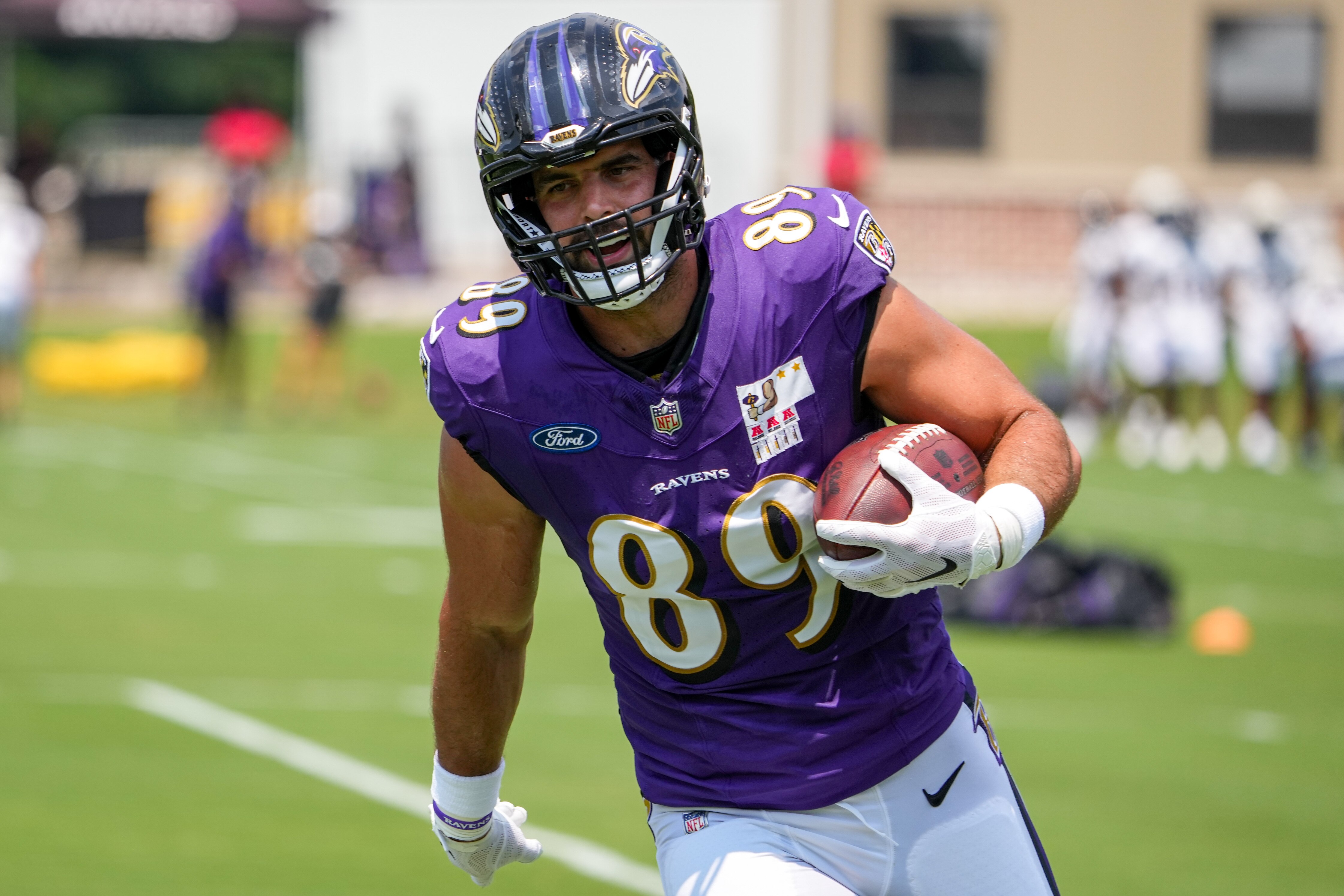 Tight end Mark Andrews caught a touchdown pass from Lamar Jackson during Saturday’s situational intrasquad scrimmage.
