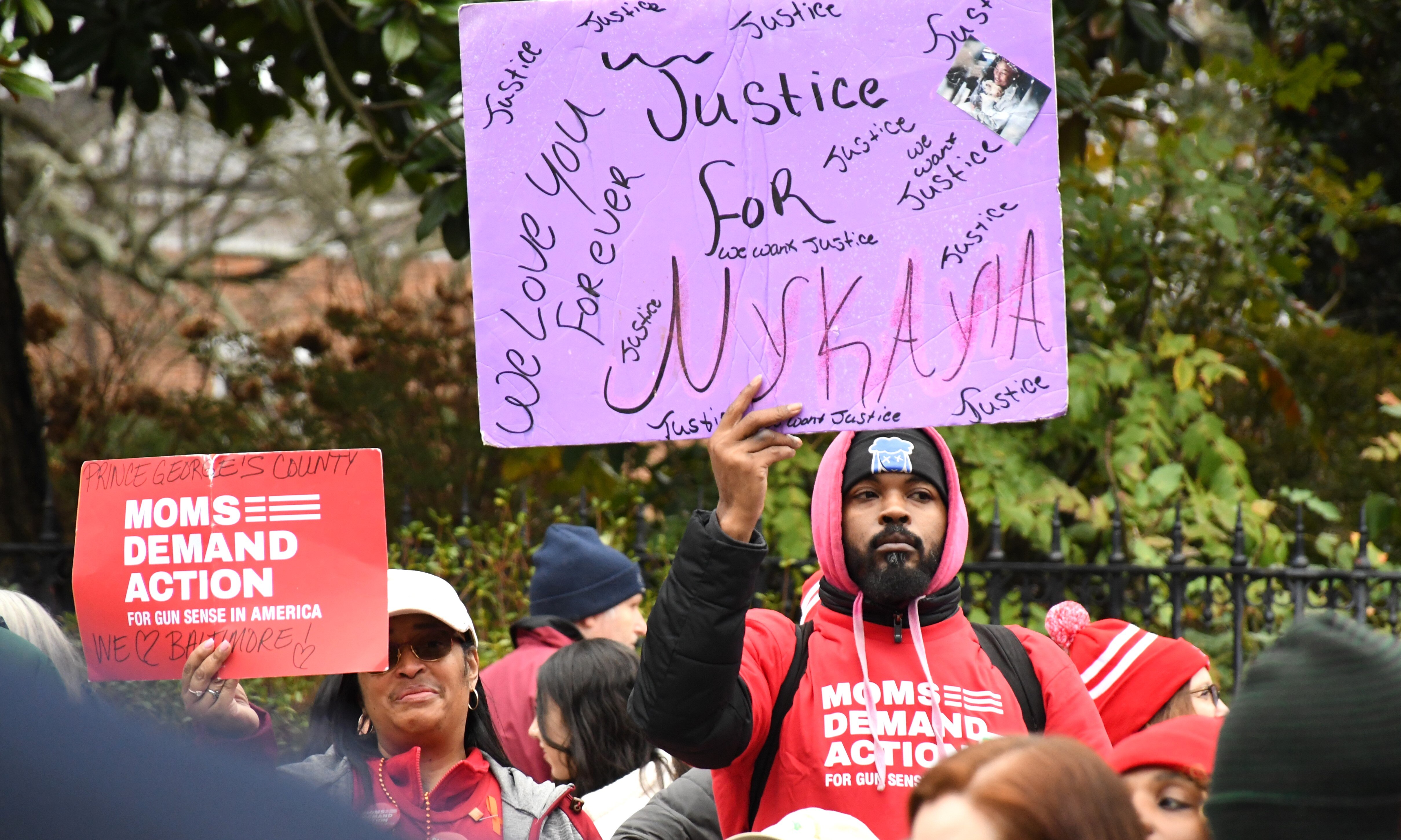 Bolon Xi-Amaru participates in a rally in Annapolis in support of gun control measures on Jan. 30, 2024. He's been advocating for a bill named for his late cousin, NyKayla Strawder, that would mandate services for young children whose actions resulted in someone’s death.