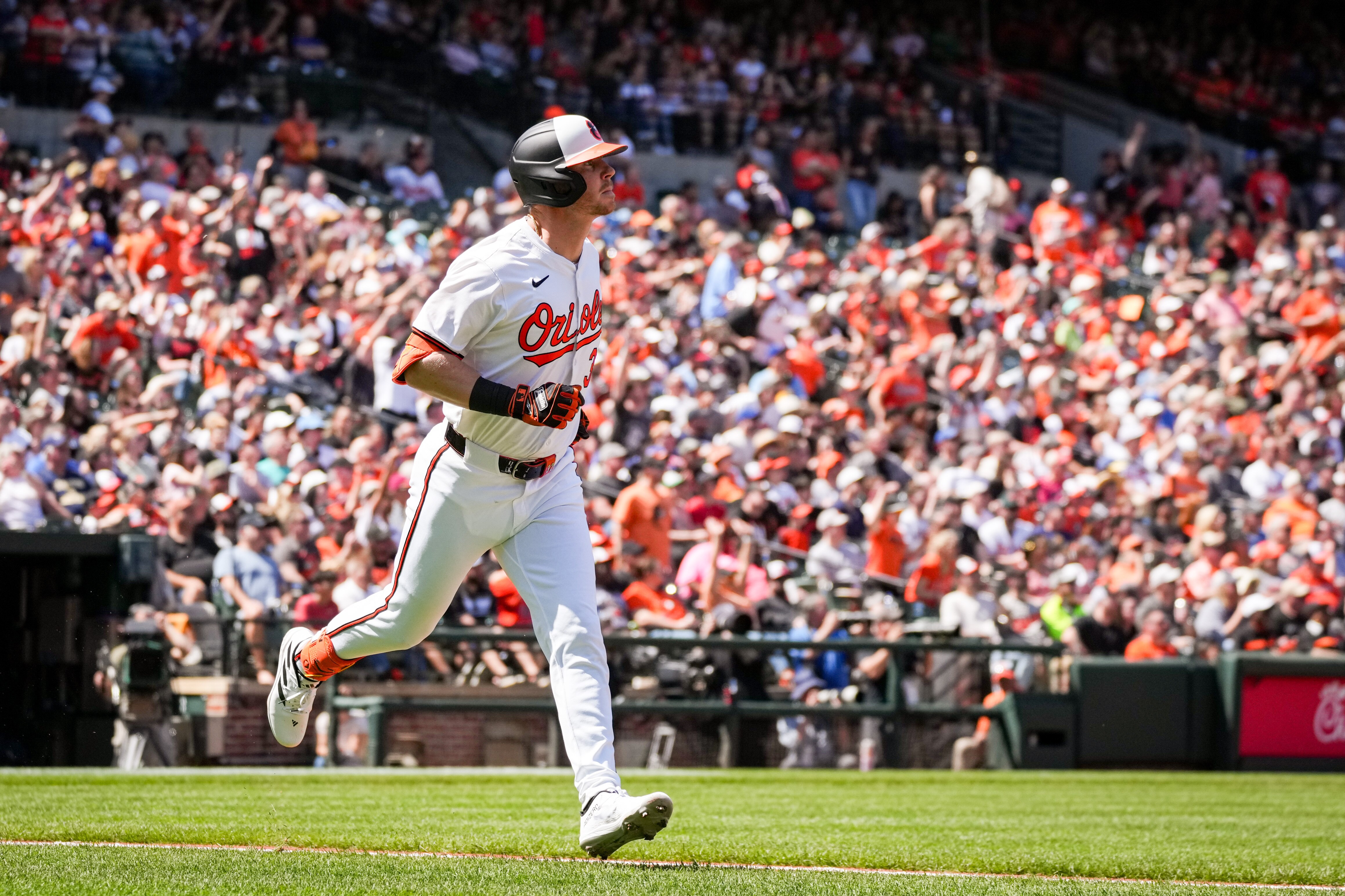 Baltimore Orioles' Ryan O'Hearn rounds the bases after a home run during game three of a series against the Milwaukee Brewers at Camden Yards in 2024. 