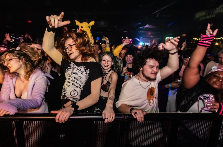Attendees dance at a Pokémon-inspired rave at Baltimore Soundstage in January 2024.