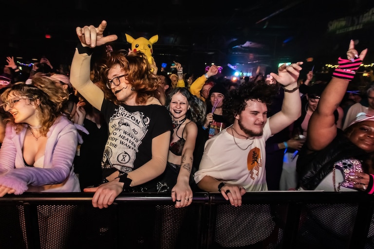Attendees dance at a Pokémon-inspired rave at Baltimore Soundstage in January 2024.