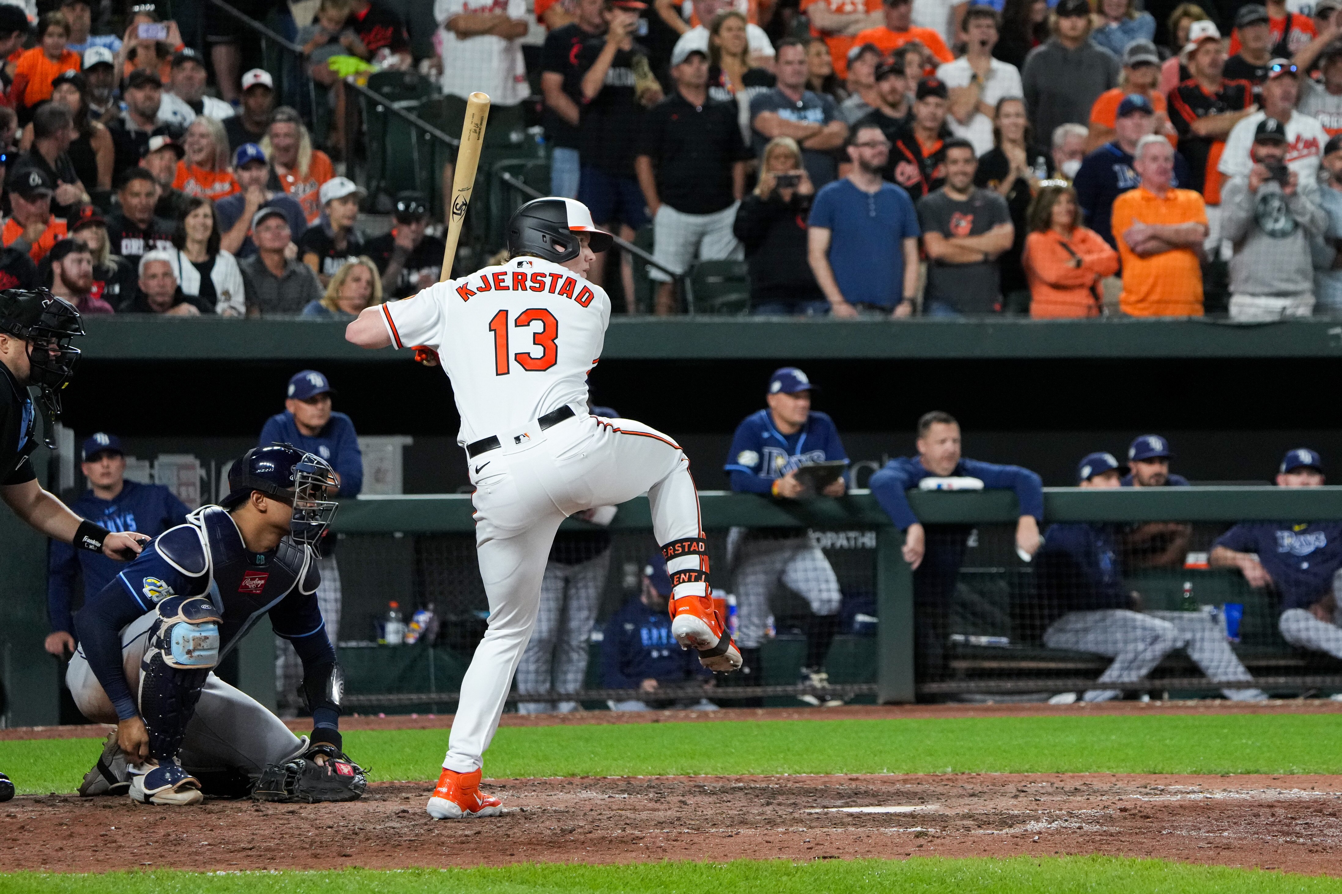 Right fielder Heston Kjerstad hit 21 home runs with a .904 OPS at Double-A Bowie and Triple-A Norfolk before he got the call to Baltimore.