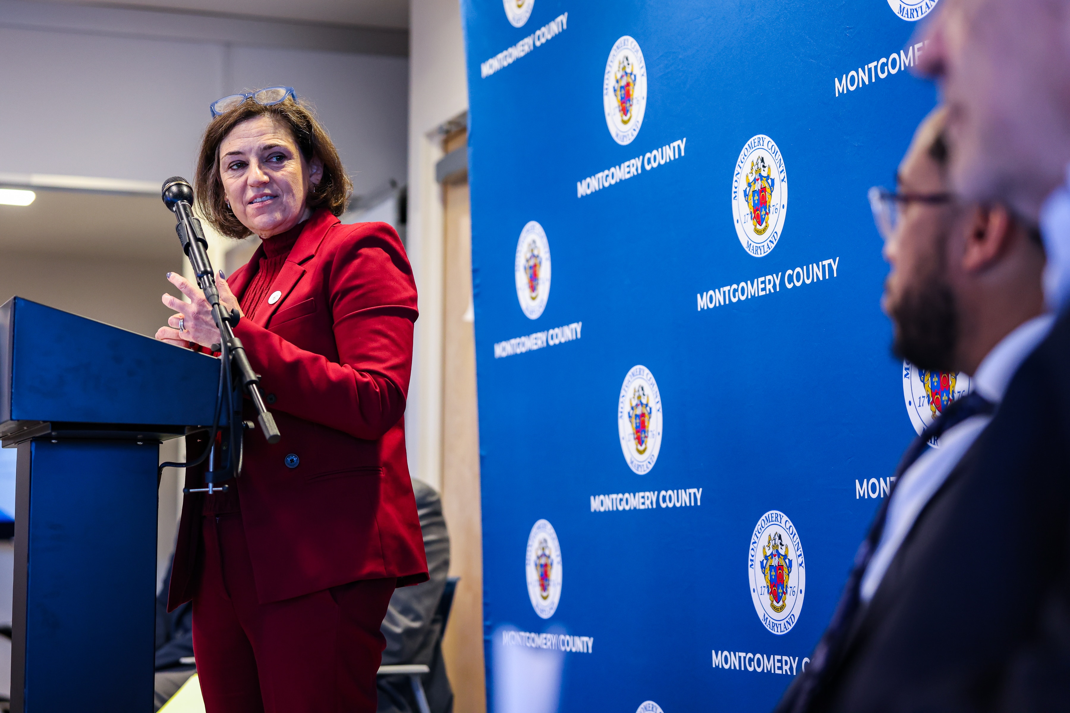 Montgomery County Council President Kate Stewart spoke at the unveiling of a federal workforce career center earlier this month.